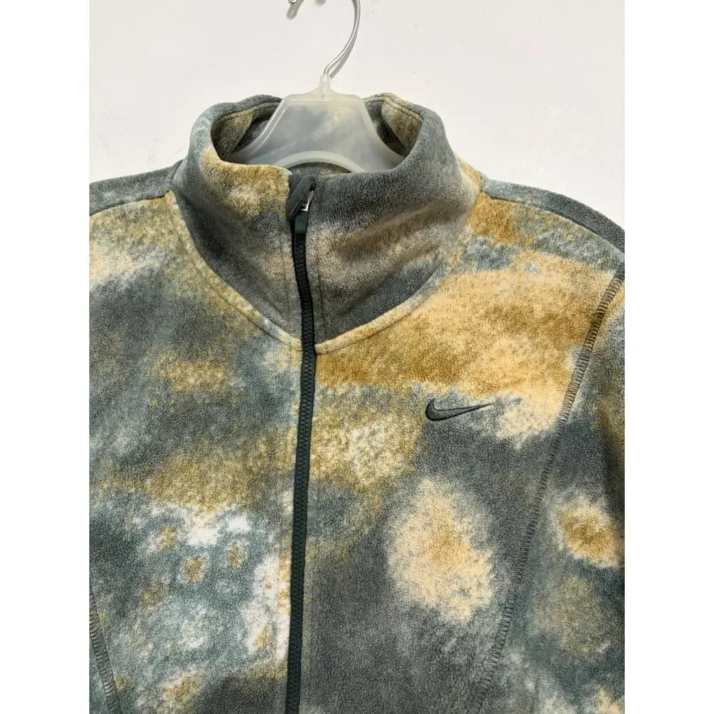 Nike Therma Women's Tie Dye Fleece Half Zip Pullover Sweatshirt Green Medium